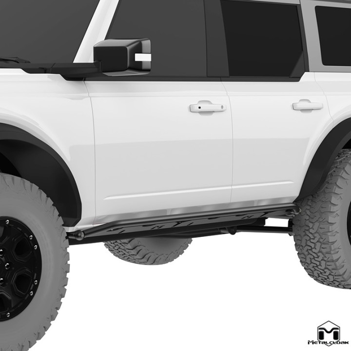 Overline Rocker Rails, 4-Door, Black Powder Coat, Ford Bronco 6G METALCLOAK - view 6