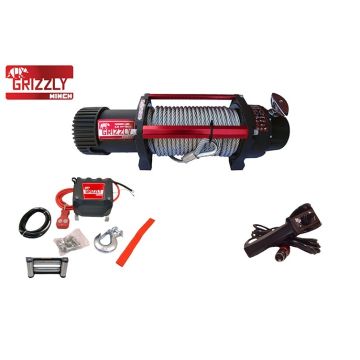Grizzly Winch 13000 lbs 150:1 Steel Cable 25 m 12V