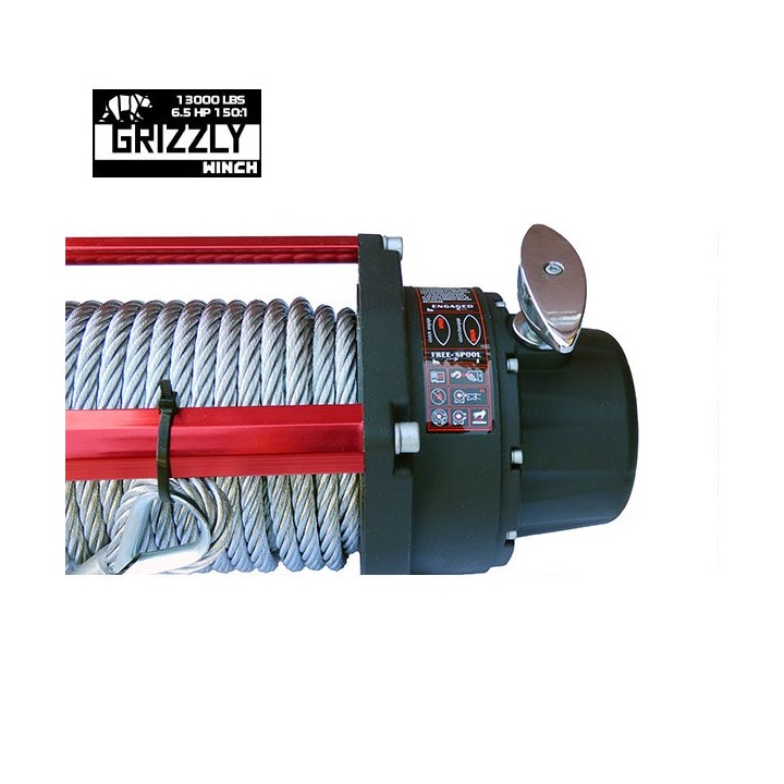 Grizzly Winch 13000 lbs 150:1 Steel Cable 25 m 12V