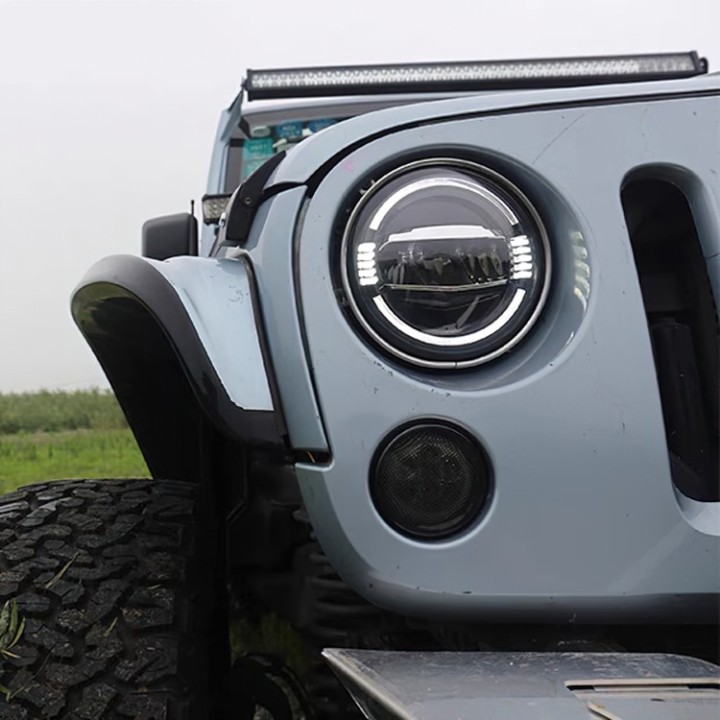 7'' 60W LED Headlights, DRL Ring with Turn Signal x2