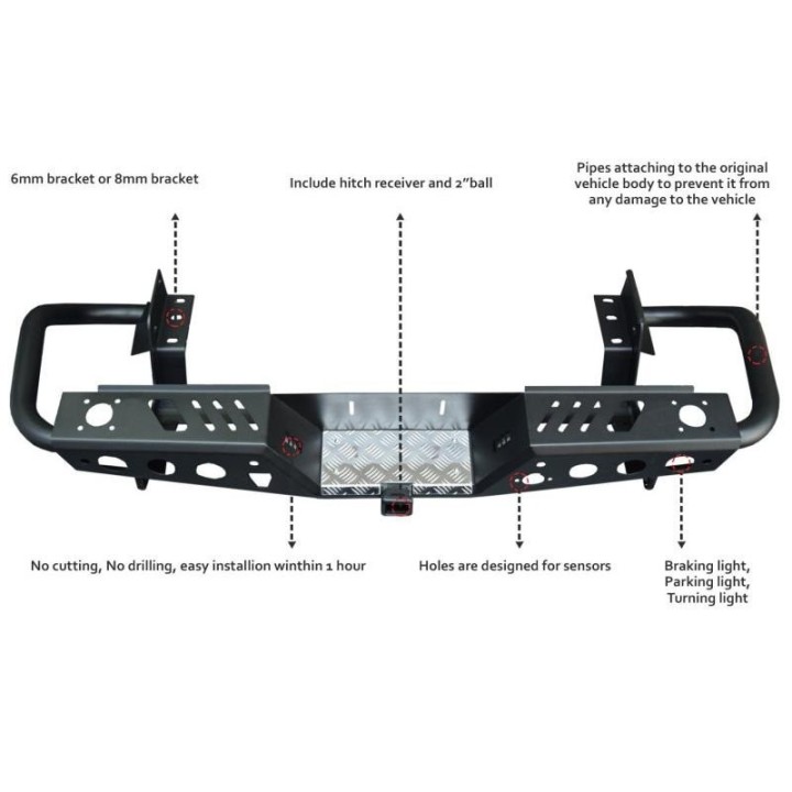 EFS Steel Rear Bumper — Ford Ranger PX, Mazda BT-50
