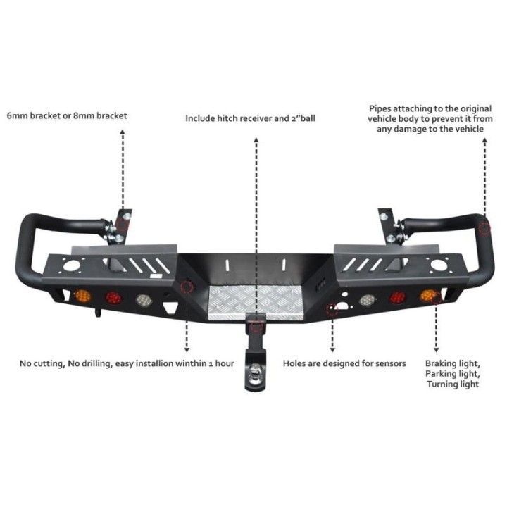 EFS Steel Rear Bumper LED — Toyota Hilux Revo 2015+