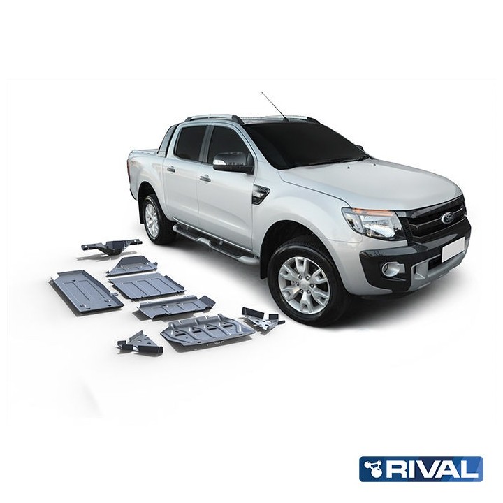 Rival Aluminium Skid Plate Set — Radiator, Engine, Gearbox, Transfer Case, Tank, Arms, Diff — Ford Ranger 2011-2022