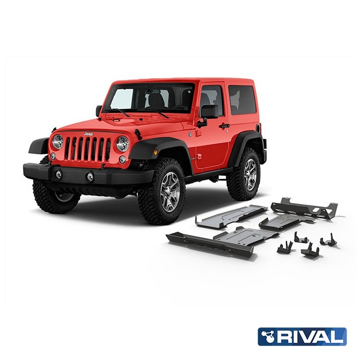 Rival Skid Plate Set (Engine, Gearbox, Exhaust, Fuel Tank, Control Arms), Aluminium 6 mm, Jeep Wrangler 2017-2021