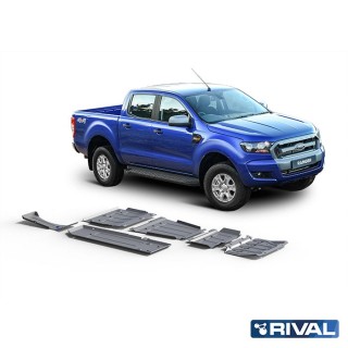 Aluminium Skid Plate Set 4 mm (Radiator, Engine, Gearbox, Transfer Case, Fuel Tank, AdBlue Tank) Ford Ranger 2011-2022 RIVAL