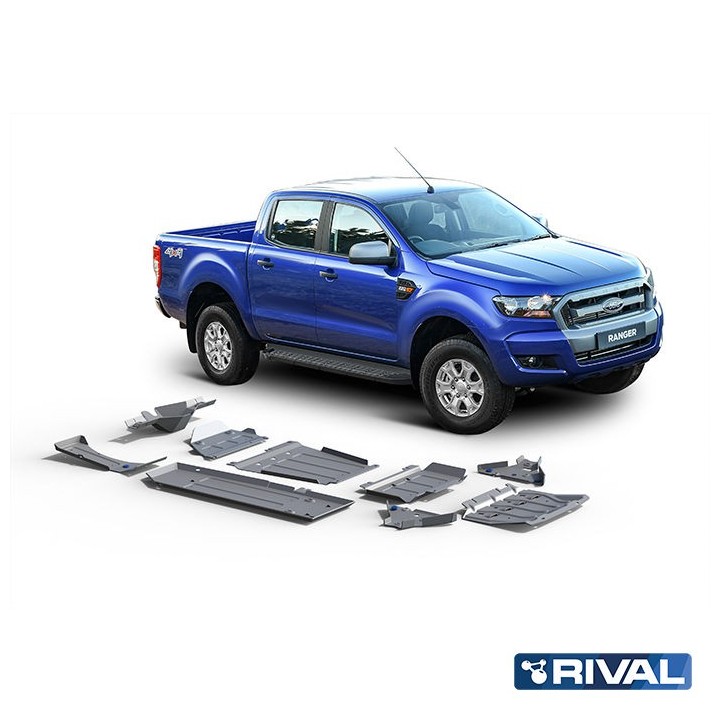 Rival Skid Plate Set — Radiator, Engine, Gearbox, Transfer Case, Fuel Tank, AdBlue, Front Arms, Diff — Ford Ranger - view 2