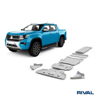 Rival Skid Plate Set, 6 pcs — Radiator, Engine, Gearbox, Transfer Case, Tank, Arms — Alu 6 mm — Ranger / Amarok 2022