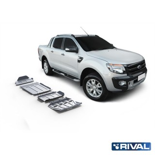 Rival Skid Plate Set, 4 pcs — Radiator, Engine, Gearbox, Transfer Case — Alu 4 mm — Ford Ranger 2011-2022