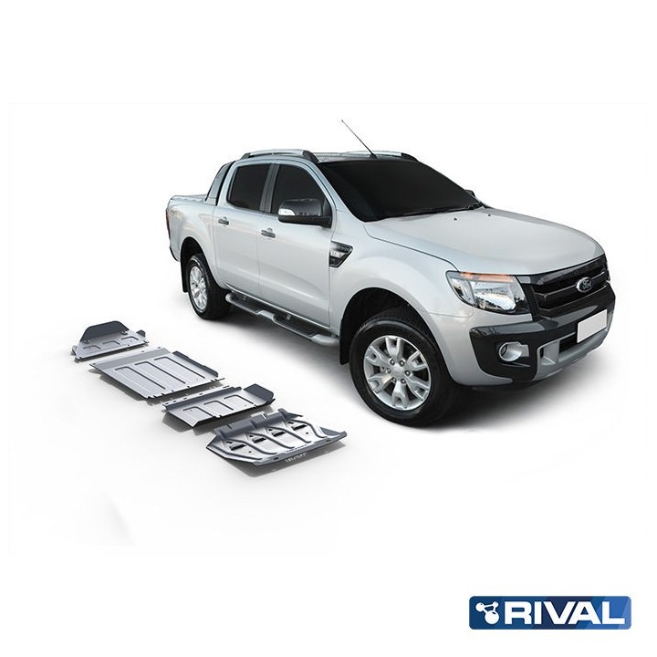 Rival Skid Plate Set, 4 pcs — Radiator, Engine, Gearbox, Transfer Case — Alu 4 mm — Ford Ranger 2011-2022 - view 2