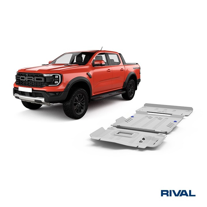 Rival Skid Plate Set (Engine, Gearbox, Transfer Case), Aluminium 4 mm, Ford Ranger & Raptor, VW Amarok 2022 - view 4