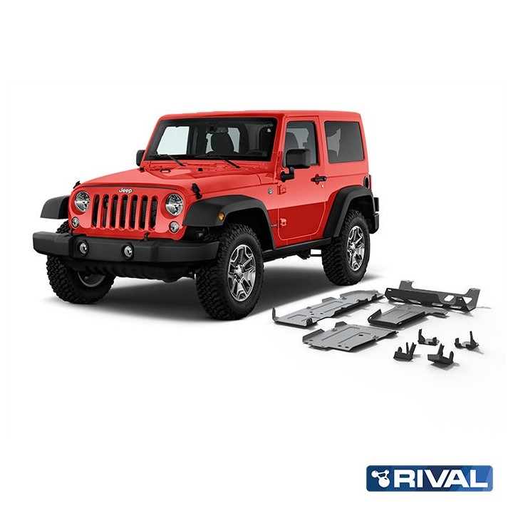 Rival Skid Plate Set — Engine, Gearbox, Exhaust, Fuel Tank, Front and Rear Control Arms — Jeep Wrangler JL 4-Door 2018-2021