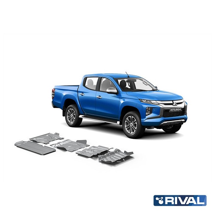 Rival Skid Plate Set 4 mm (Radiator, Engine, Gearbox, Transfer Case, Fuel Tank) Mitsubishi L200, Pajero Sport