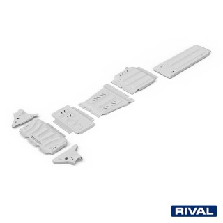 Rival Skid Plate Set (Radiator, Engine, Gearbox, Transfer Case, Fuel Tank, Front Arms), Aluminium 6 mm, Nissan Navara D23