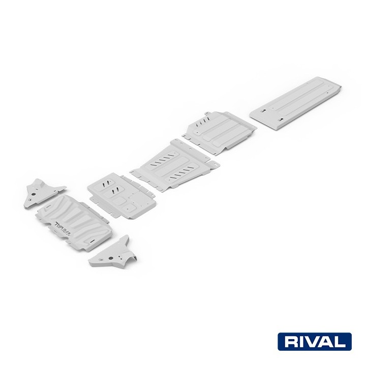 Rival Skid Plate Set (Radiator, Engine, Gearbox, Transfer Case, Fuel Tank, Front Arms), Aluminium 6 mm, Nissan Navara D23