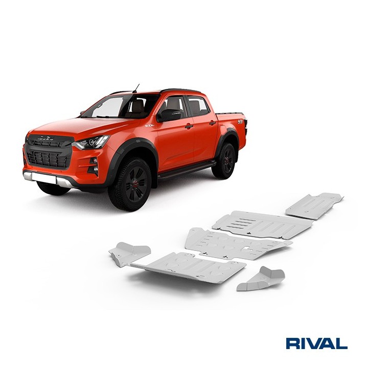 Rival Skid Plate Set (Radiator, Engine, Gearbox, Transfer Case, Fuel Tank, Front Arms), 6 mm, Isuzu D-Max 2021