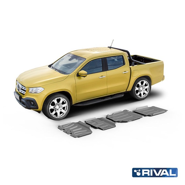 Rival Skid Plate Set Aluminium 3.8 mm (Radiator, Engine, Gearbox, Transfer Case) — Mercedes X-Class 2.3 TD 2018 - view 2