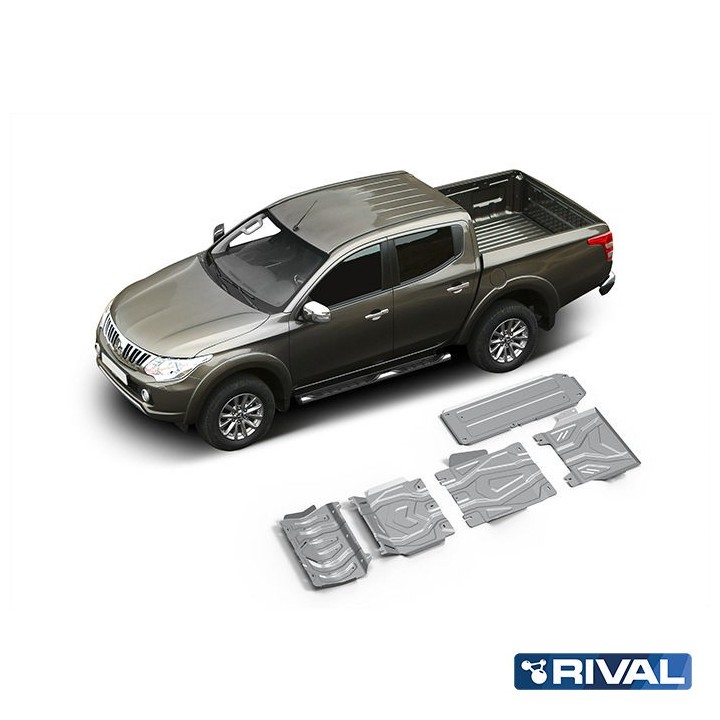 Rival Skid Plate Set 6 mm (Radiator, Engine, Gearbox, Transfer Case, Fuel Tank) Mitsubishi L200, Pajero Sport