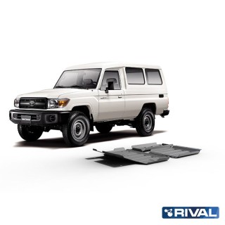 Rival 6 mm Skid Plate Set (Steering Rods, Gearbox, Transfer Case, Fuel Tank) Toyota Land Cruiser 70