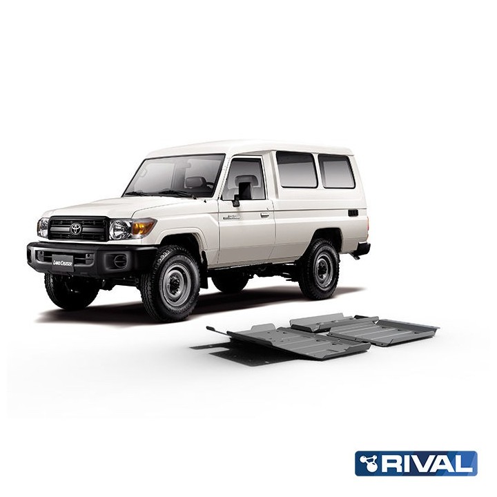 Rival 6 mm Skid Plate Set (Steering Rods, Gearbox, Transfer Case, Fuel Tank) Toyota Land Cruiser 70