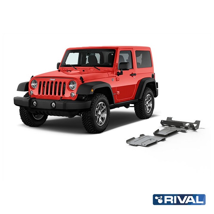 Rival Skid Plate Set — Engine, Gearbox, Muffler — Aluminium 6 mm — Jeep Wrangler JL 2018-2021