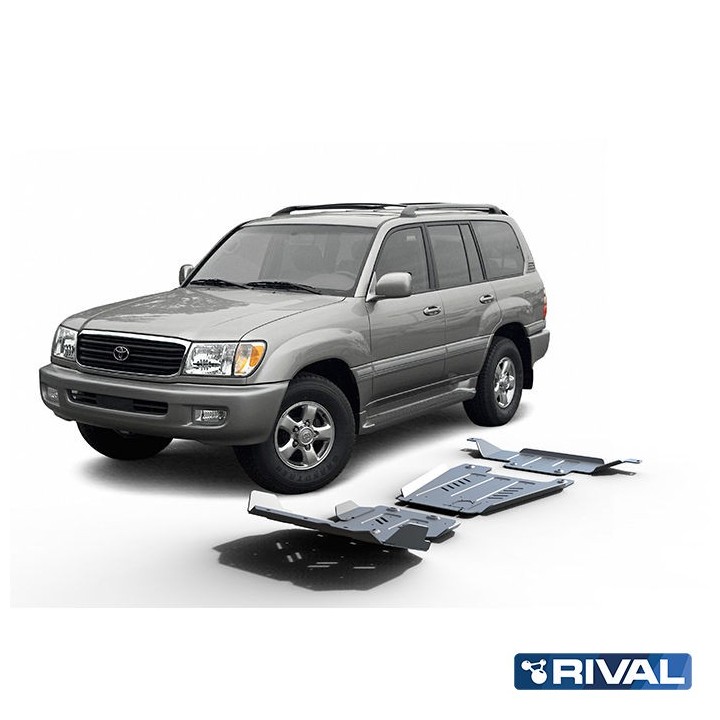 Rival Skid Plate Set — Engine, Gearbox, Transfer Case — Aluminium 6 mm, Toyota Land Cruiser 100 2002-2007