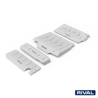 Rival Skid Plate Set (Steering Rods, Engine, Gearbox, Transfer Case), Aluminium 6 mm, Nissan Patrol Y61 Safari 2016