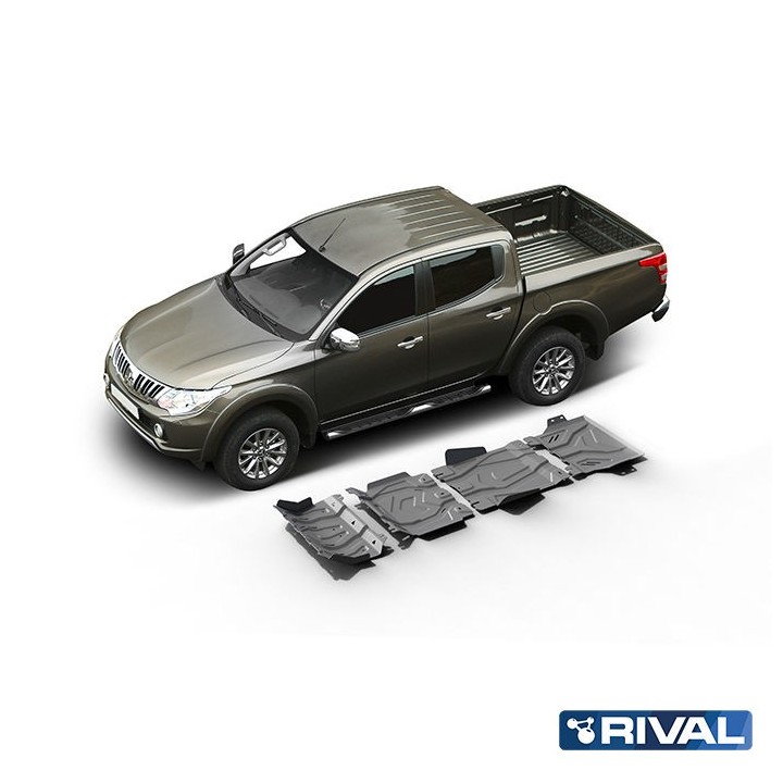 Rival Skid Plate Set Aluminium 3.8 mm (Radiator, Engine, Gearbox, Transfer Case) Mitsubishi L200 2015-2023, Pajero Sport