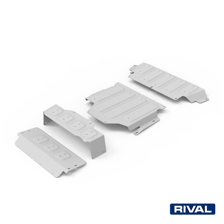 Rival Skid Plate Set (Steering Rods, Engine, Gearbox, Transfer Case), Aluminium 6 mm, Nissan Patrol Y61