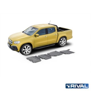 Rival Skid Plate Set Aluminium 6 mm (Radiator, Engine, Gearbox, Transfer Case) — Mercedes X-Class 3.0 D V6 2018