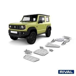 Rival 6 mm Skid Plate Set — Steering Rods, Gearbox, Transfer Case, Fuel Tank, Arms — Suzuki Jimny 2018