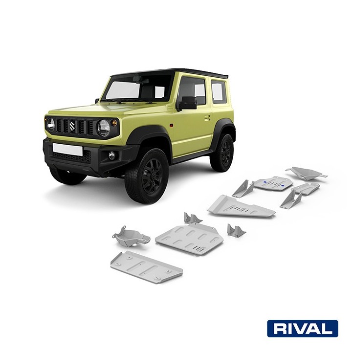 Rival 6 mm Skid Plate Set — Steering Rods, Gearbox, Transfer Case, Fuel Tank, Arms — Suzuki Jimny 2018