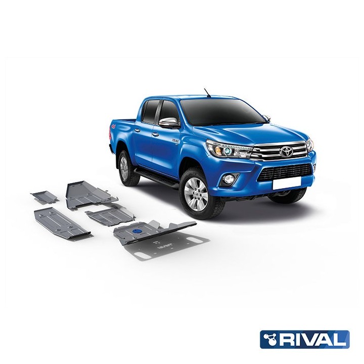 Rival Skid Plate Set 4 mm (Radiator, Engine, Gearbox, Transfer Case, AdBlue, Fuel Tank) Toyota Hilux 2015-2020