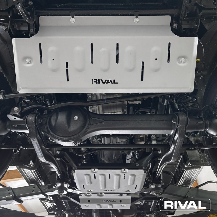 Rival Skid Plate Set — Radiator with Steering Rods, Transmission, Transfer Case — Aluminium 6 mm, Land Cruiser 76-79 - view 2
