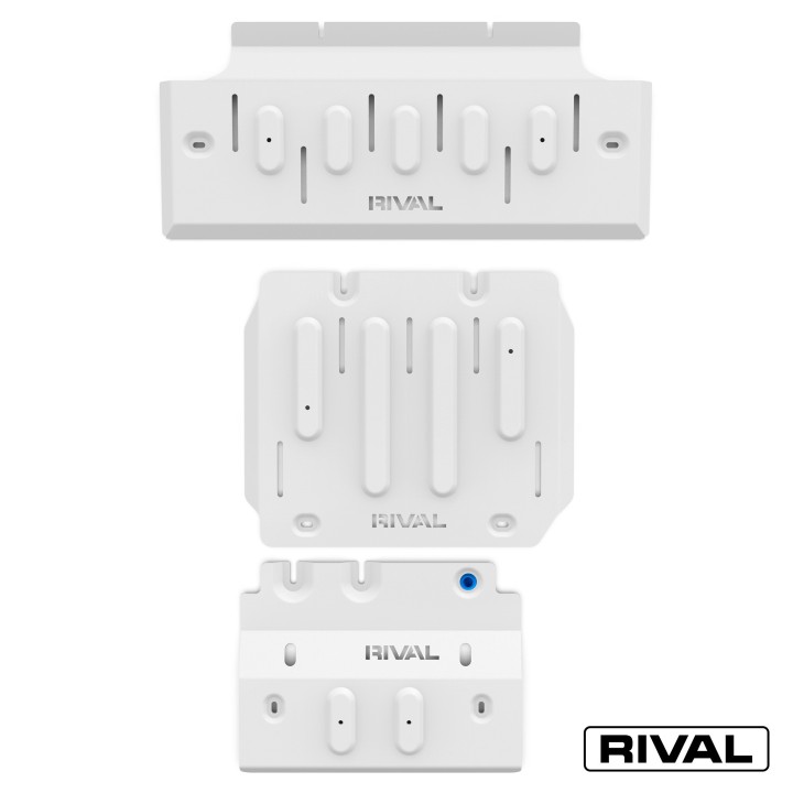 Rival Skid Plate Set — Radiator with Steering Rods, Transmission, Transfer Case — Aluminium 6 mm, Land Cruiser 76-79 - view 3