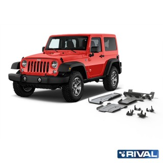 Rival Skid Plate Set — Engine, Gearbox, Muffler, Fuel Tank, Control Arms — Aluminium 6 mm — Jeep Wrangler JL 2-Door 2018-2021
