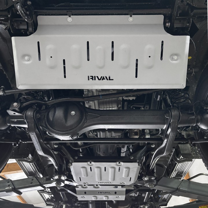 Rival Skid Plate Set — Radiator with Steering Rods, Transmission, Transfer Case — Aluminium 6 mm, Land Cruiser 76-79 - view 4