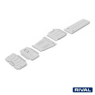 Rival Skid Plate Set (Radiator, Engine, Gearbox, Transfer Case, Fuel Tank), Aluminium 6 mm, Nissan Navara