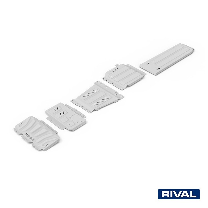 Rival Skid Plate Set (Radiator, Engine, Gearbox, Transfer Case, Fuel Tank), Aluminium 6 mm, Nissan Navara