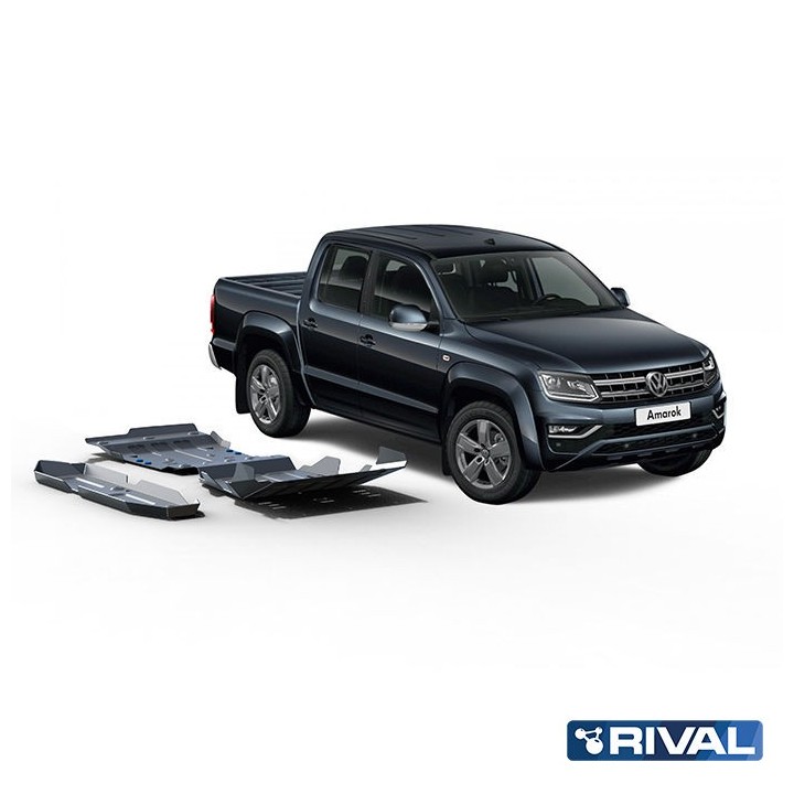 Rival Skid Plate Set — Radiator, Engine, Gearbox, Transfer Case, Fuel Tank — 6 mm Alu — VW Amarok 2016-2020