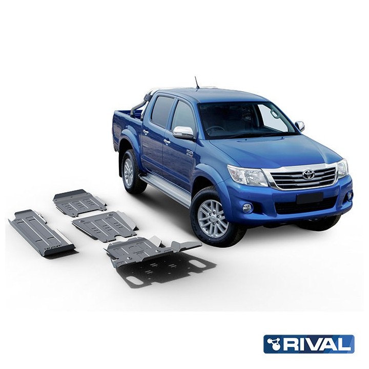 Rival Skid Plate Set 4 mm (Radiator, Engine, Gearbox, Transfer Case, Fuel Tank) Toyota Hilux 2005-2015