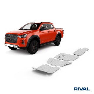 Rival Skid Plate Set (Radiator, Engine, Gearbox, Transfer Case, Fuel Tank), Aluminium 6 mm, Isuzu D-Max 2021