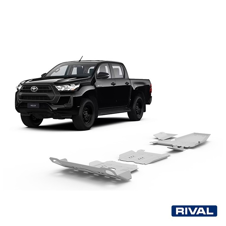 Rival Skid Plate Set 4 mm (Radiator, Engine, Gearbox, Transfer Case, AdBlue Tank, Oxygen Sensor) Toyota Hilux 2015-2022