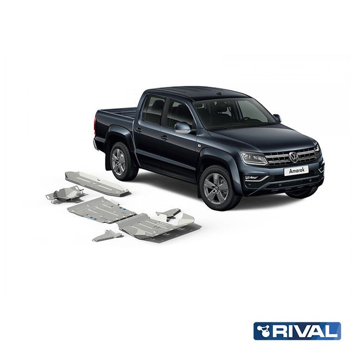 Rival Skid Plate Set — Radiator, Engine, Gearbox, Transfer Case, Front Arms, Tank, Diff — 6 mm — Amarok - view 2