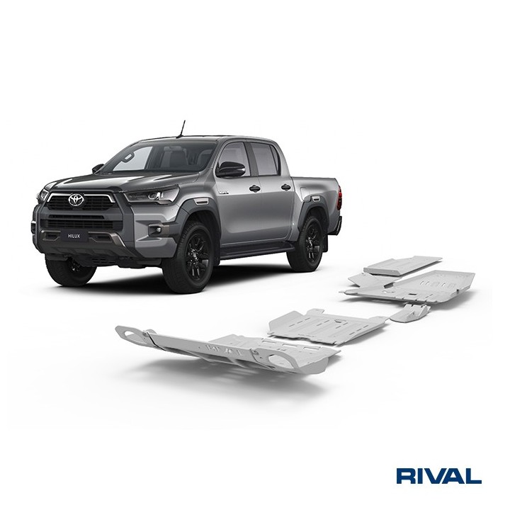 Rival Skid Plate Set 6 mm (Radiator, Engine, Gearbox, Transfer Case, AdBlue, Fuel Tank) Toyota Hilux 2015-2022