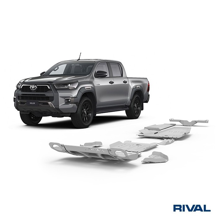 Rival Full Skid Plate Set 6 mm with Front Arms and Differential, Toyota Hilux 2015-2022