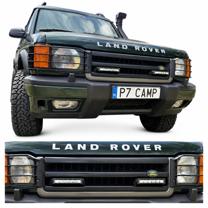 Two OSRAM VX180-SP SR LED Lamps with ORAX Systems Grille Brackets — Land Rover Discovery II