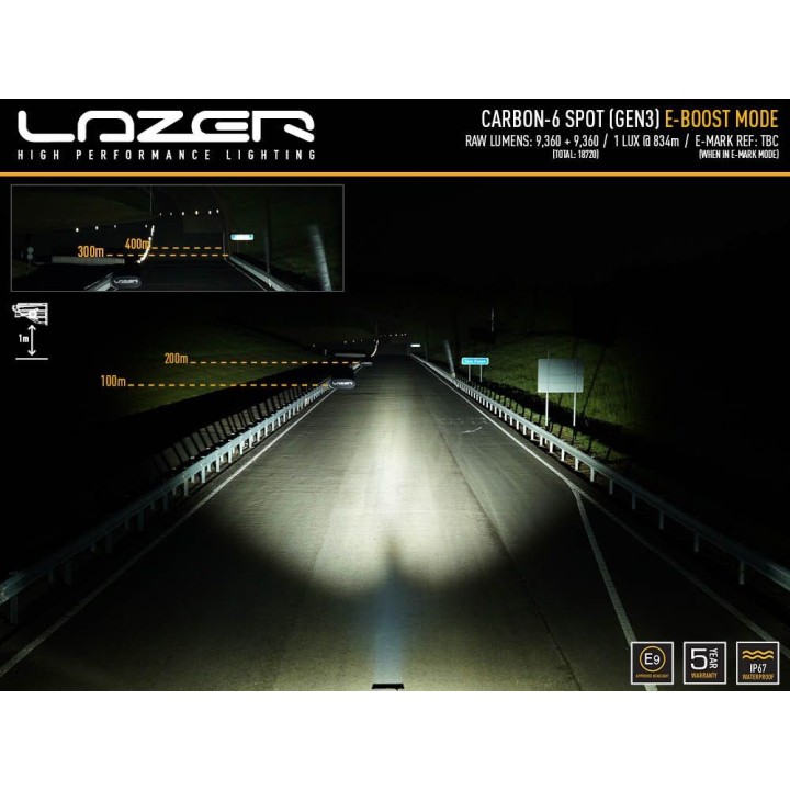 LAZER CARBON-6 Spot (Gen. 3) – 9360 lm – 1536m – ECE R149