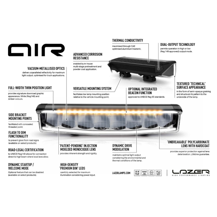 Beacon lamp LAZER AIR-90 – 9160 lm – ECE R149 - Ref:17.5