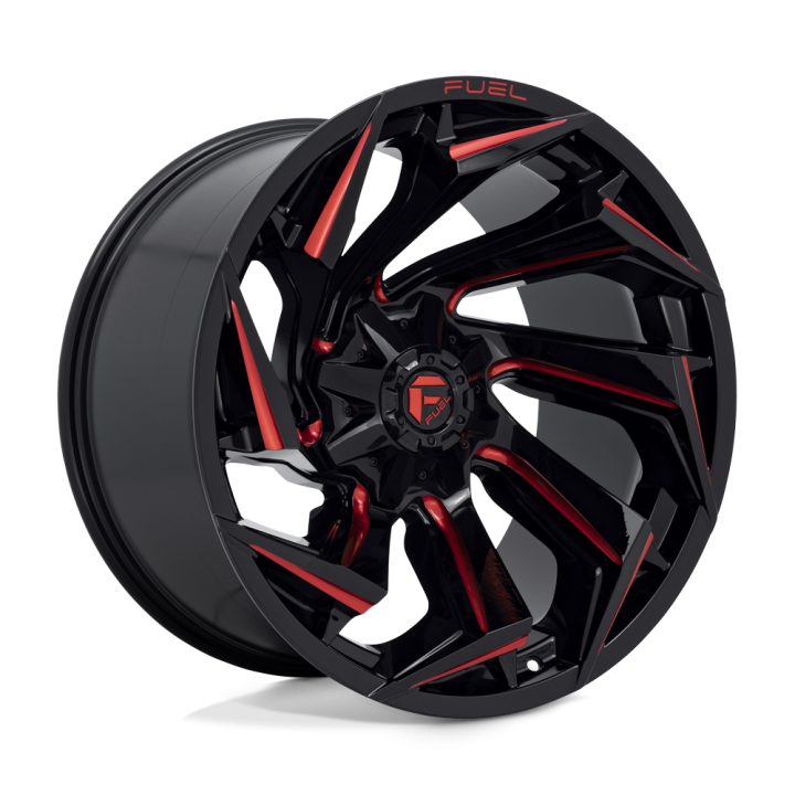 Fuel REACTION alloy wheel Gloss Black Milled With Red Tint 12.0x22 ET-44 8x165.1