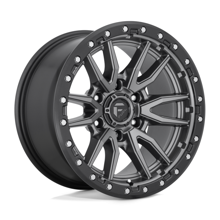 Fuel REBEL alloy wheel Matte Gun Metal Black Bead Ring 12.0x22 ET-44 8x165.1